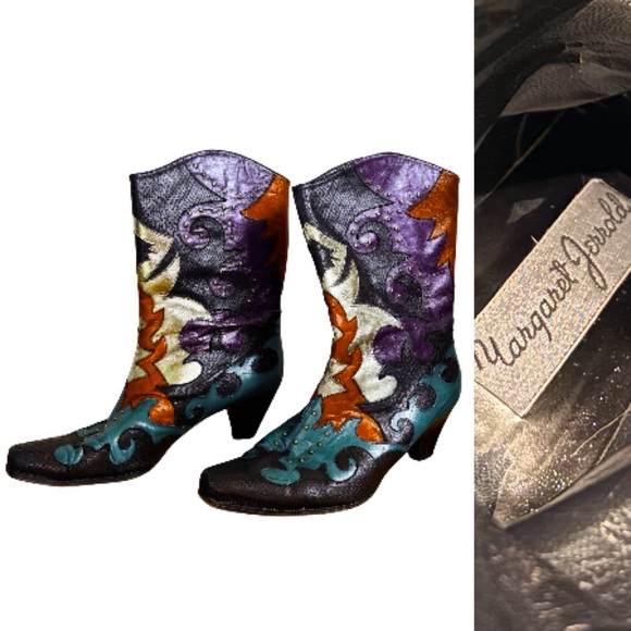 Margaret Jerrold Shoes - Vintage Margaret Jerrold leather pieced Boots sz 9.5 designer Margaret Clark